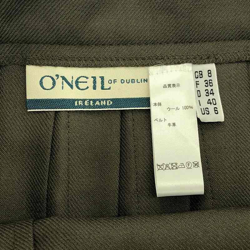 美品【O'NEIL OF DUBLIN】ラップスカート ロング プリーツ カーキ O'NEIL of DUBLIN 【美品】 OF / オニールオブダブリン | ウール