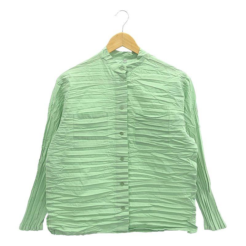 プリーツプリーズ　シャツ　マルチカラー　総柄　ピンク　グリーン　ブルー ブリーズ BREEZE NET別注 【リンク】POP総柄シャツ （グリーン