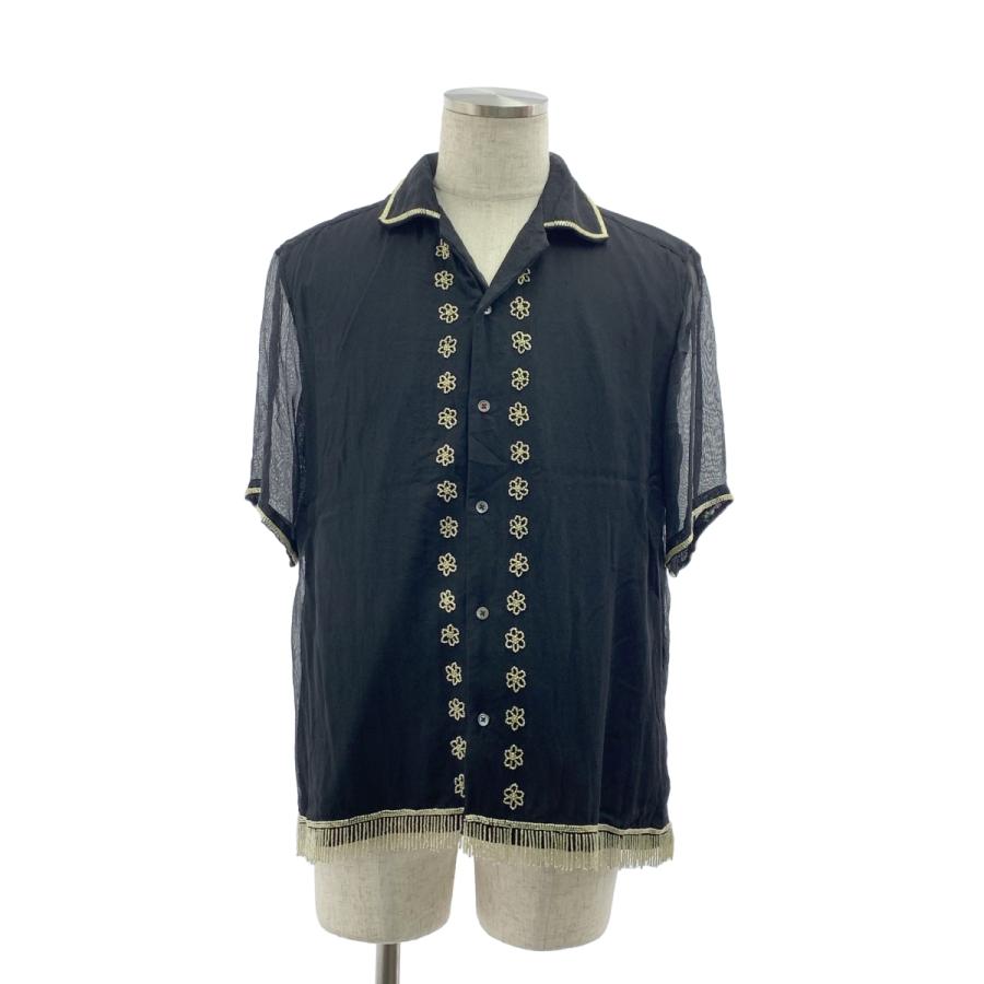 baziszt / バジスト silk 100％ / シルク ビジュー 装飾 オーバーシルエット オープンカラー シャツ | 