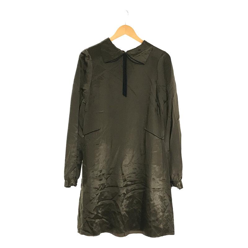 MARNI / マルニ | バックジップ 襟付き サテン ロング ドレス ワンピース | 38 | カーキ | レディース  :ptbgfdit10ew:KLD ヤフーショッピング店 - 通販 - Yahoo!ショッピング