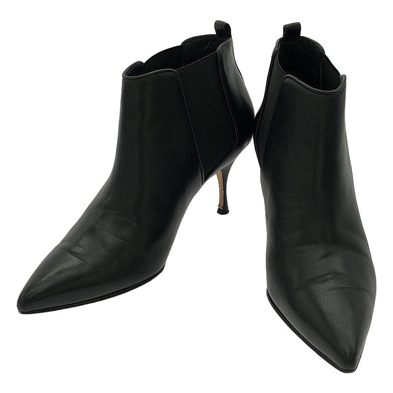 黒 MANOLO BLAHNIK マノロブラニク サイドゴアショートブーツ 35