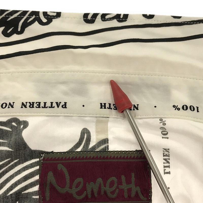 Nemeth / ネメス | 総柄 コットン レギュラーカラーシャツ | L | ホワイト/ブラック | メンズ｜kldclothing｜08