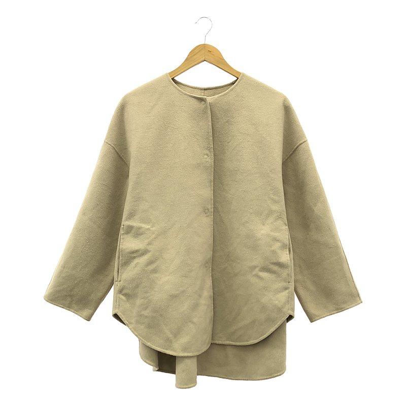 美品✨軽量　ルフィル ライトリバーショートコートリバー仕立てノーカラーAライン LE PHIL / ルフィル | ライトリバー ショートコート F ベージュ