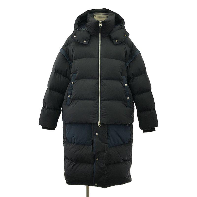 Mackage / マッカージュ | 2way バイカラー オーバー ダウンコート / フード着脱可 | 42 | ネイビー/ダークネイビー | メンズ Mackage / マッカージュ | 2way バイカラー オーバー ダウンコート
