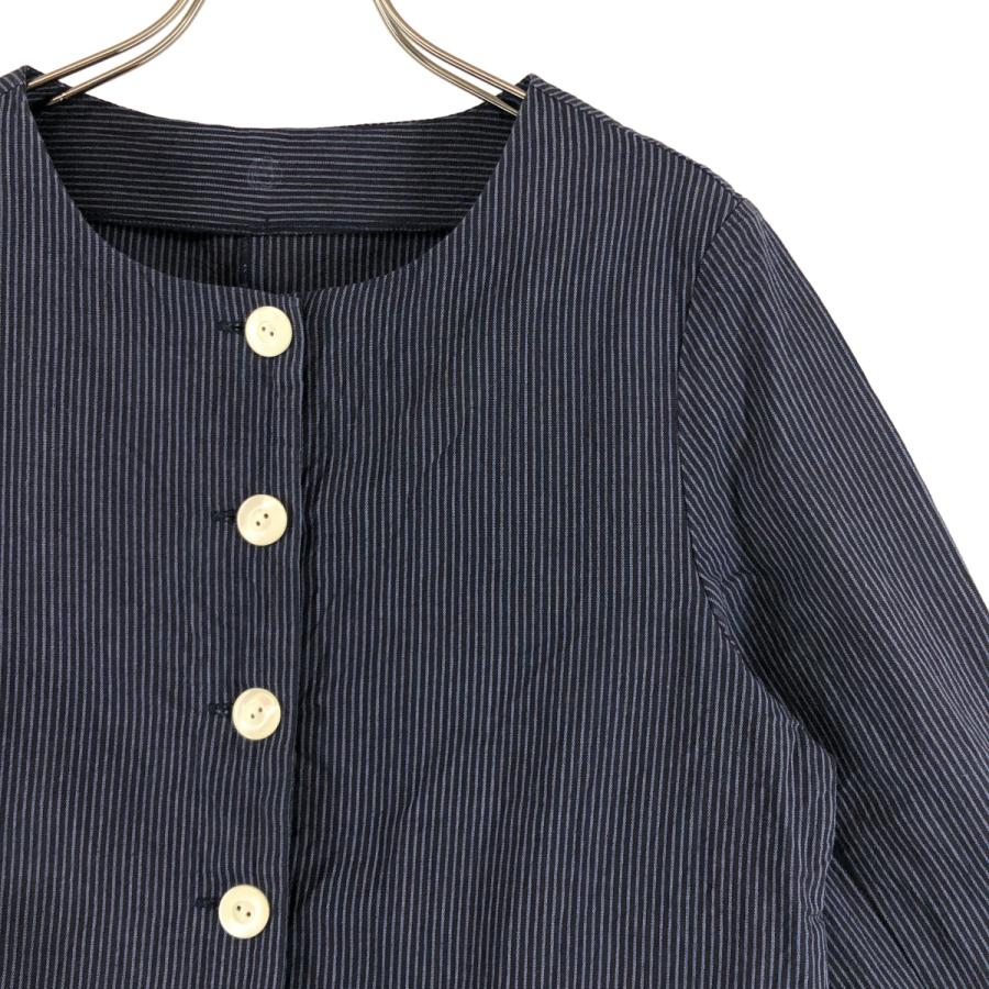 ヤンマ産業 ノーカラージャケット YAMMA YAMMA / ヤンマ産業 コットン ストライプ ノーカラージャケット