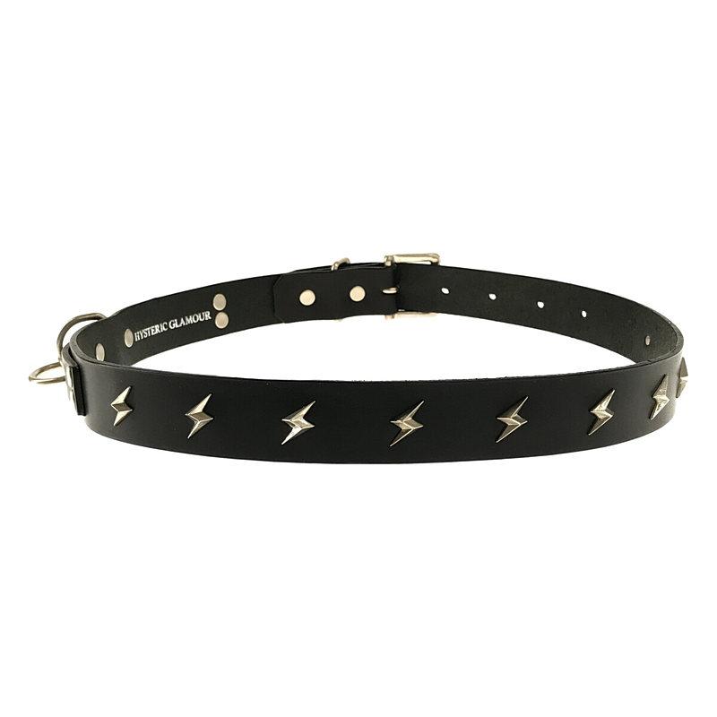 【新品】  HYSTERIC GLAMOUR / ヒステリックグラマー | 2022 THUNDER STUDS 02213QE012 牛革 稲妻 ライトニング スタッズ レザー ベルト | S | ブラック | メン｜kldclothing｜02