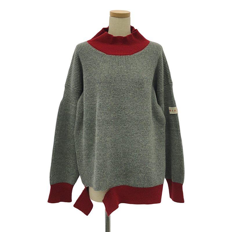 【美品】  MARNI / マルニ | 2023AW | LONG SLEEVES LOOSE FIT SWEATER リブニット | 42 | グレー/レッド | レディース MARNI（マルニ） 【美品】 | 2023AW | LONG SLEEVES LOOSE FIT SWEATER