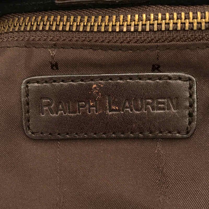 RALPH LAUREN / ラルフローレン | Vintage / ヴィンテージ スエード レザー 編み込み ハンドル トートバッグ ロゴチャーム付き | ブラック/｜kldclothing｜04