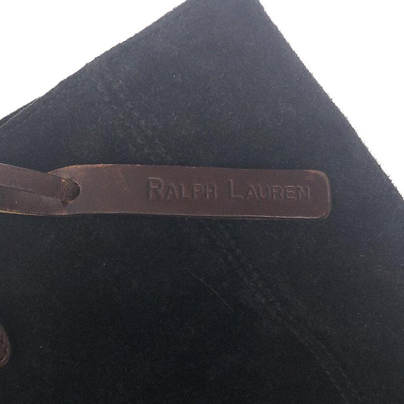 RALPH LAUREN / ラルフローレン | Vintage / ヴィンテージ スエード レザー 編み込み ハンドル トートバッグ ロゴチャーム付き | ブラック/｜kldclothing｜08