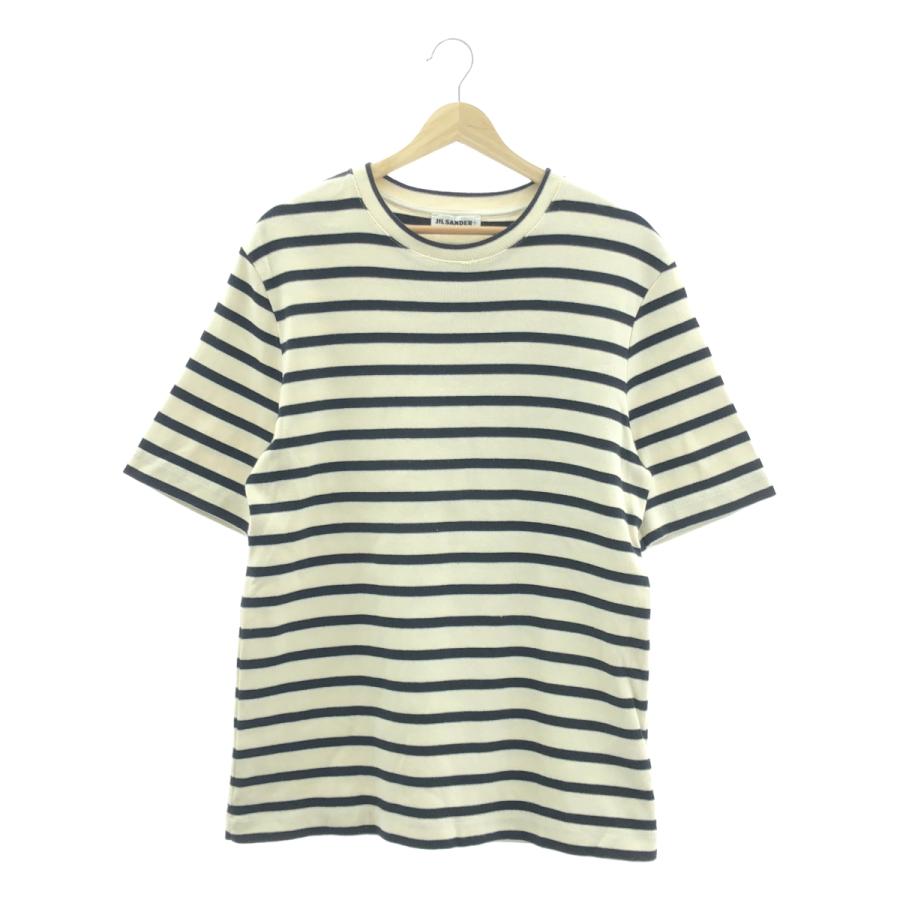 ジルサンダー☆ボーダーTシャツ 「JIL SANDER+」ロゴ入りパッチ JIL SANDER+ / ジルサンダープラス ロゴパッチ ボーダー Tシャツ