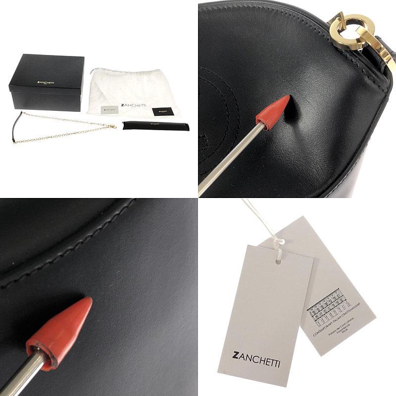 【美品】  ZANCHETTI / ザンチェッティ | 2Way レザー メタルハンドル バケット トート ショルダーバッグ | ブラック | レディース Zanchetti（ザンケッティ） 【美品】 ZANCHETTI / ザンチェッティ