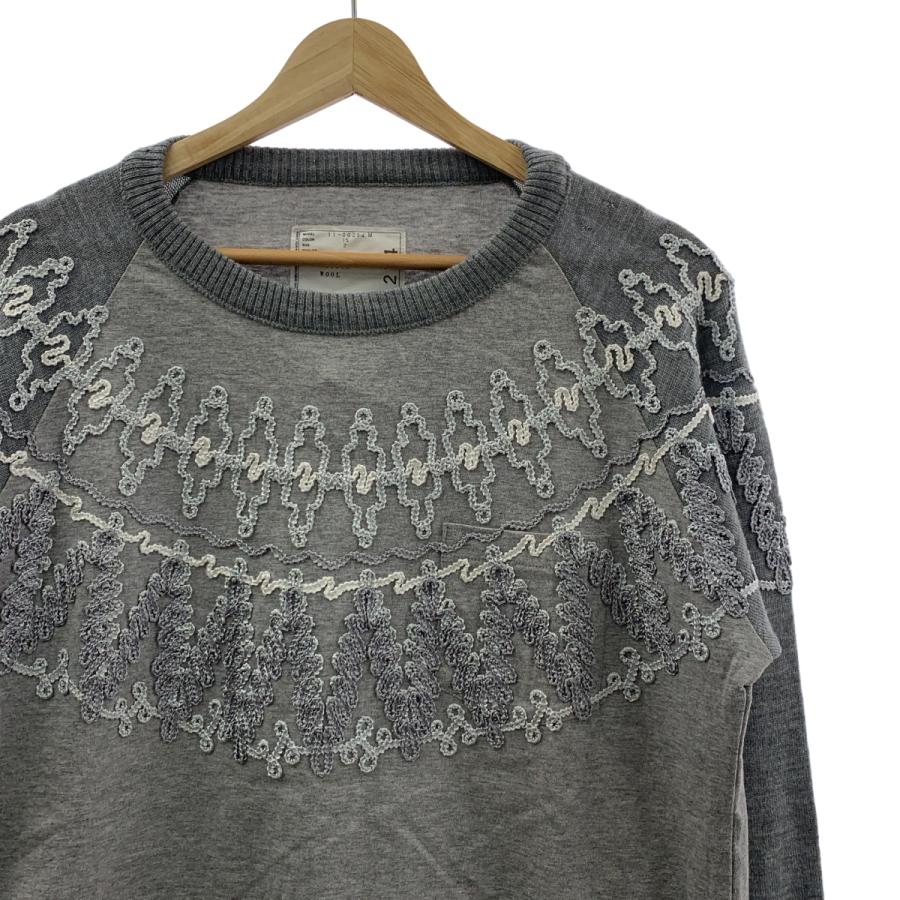 sacai / サカイ ノルディック柄 刺しゅう ニットドッキング ロングスリーブTシャツ | sacai | 01