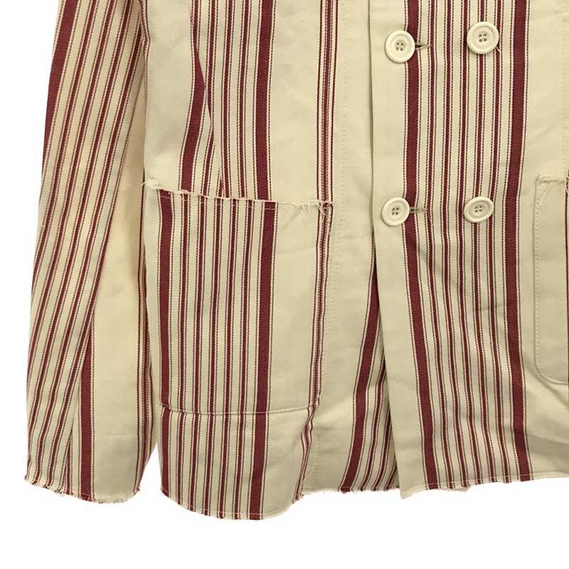 【美品】  OLUBIYI THOMAS / オルヴィトーマス | 2023SS | double breasted work jacket ストライプ ダブルブレスト ワークジャケット | 2 | レッド / オフホワイト | メンズ 美品】 OLUBIYI THOMAS / オルヴィトーマス | 2023SS double breasted