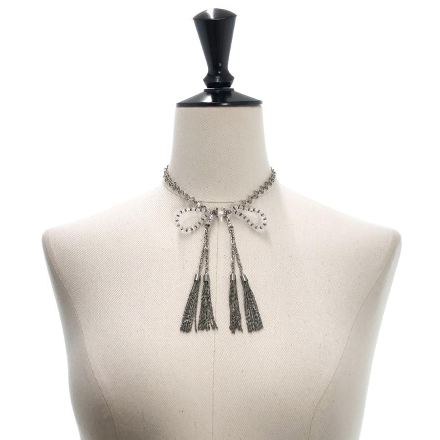 tanakadaisuke / タナカダイスケ crystal ribbon chain necklace