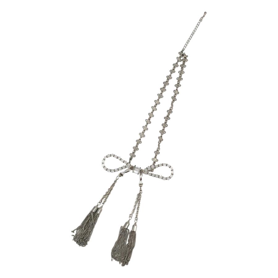 tanakadaisuke / タナカダイスケ crystal ribbon chain necklace