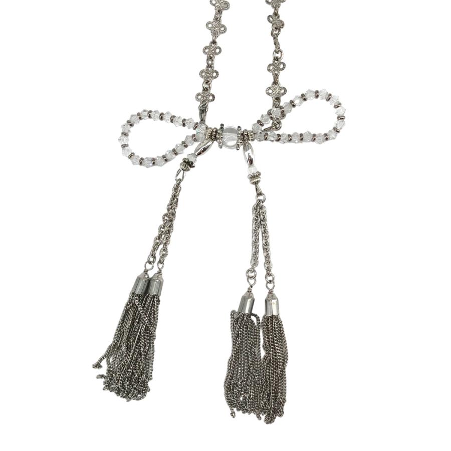 tanakadaisuke / タナカダイスケ crystal ribbon chain necklace 