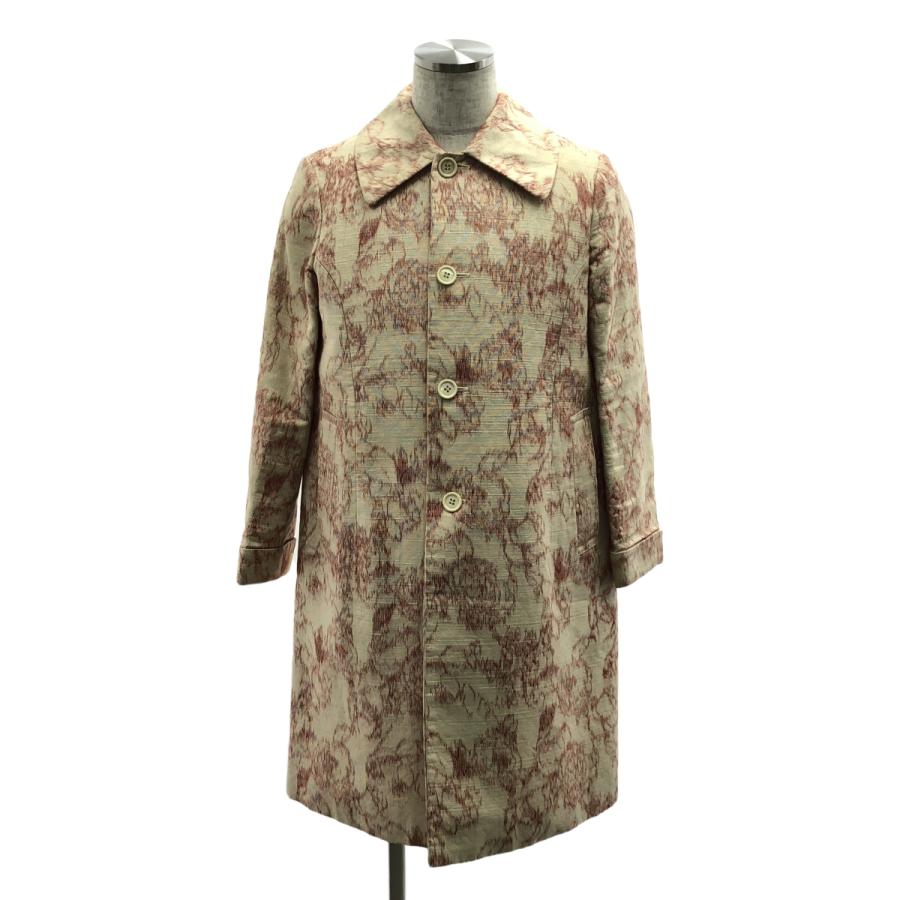 JUNYA WATANABE COMME des GARCONS / ジュンヤワタナベ | 2001AW | シルク ジャガード ステンカラーコート | M | アイボリー / レッド | メンズ JUNYA WATANABE COMME des GARCONS / ジュンヤワタナベ | 2001AW