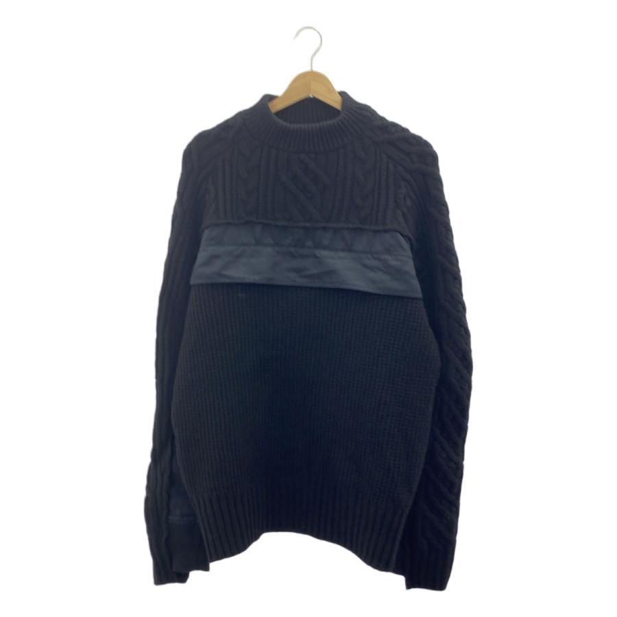 sacai / サカイ | 異素材 切替 ドッキング ケーブル ニット セーター | 3 | ブラック | メンズ sacai（サカイ） | 異素材 切替 ドッキング ケーブル ニット セーター