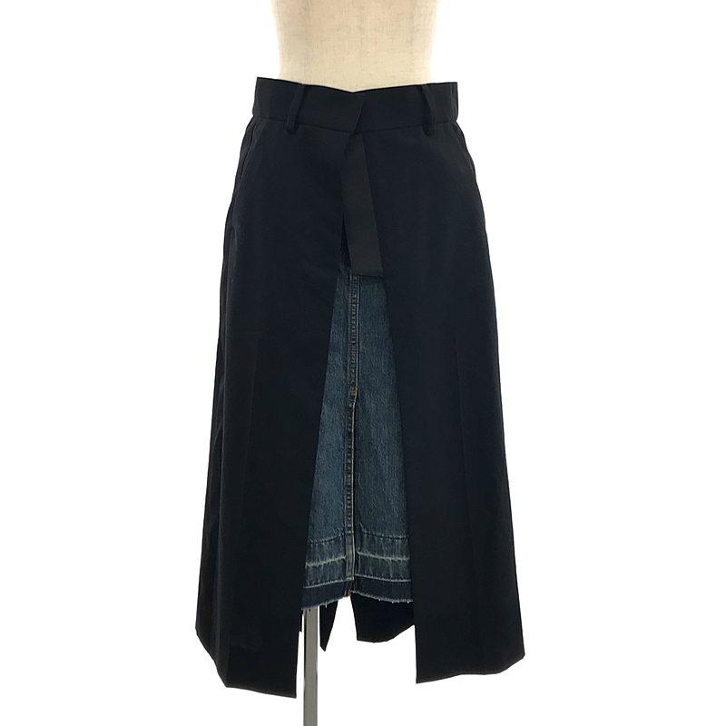 sacai サカイ デニム MA-1 ドッキング プリーツ ロング スカート