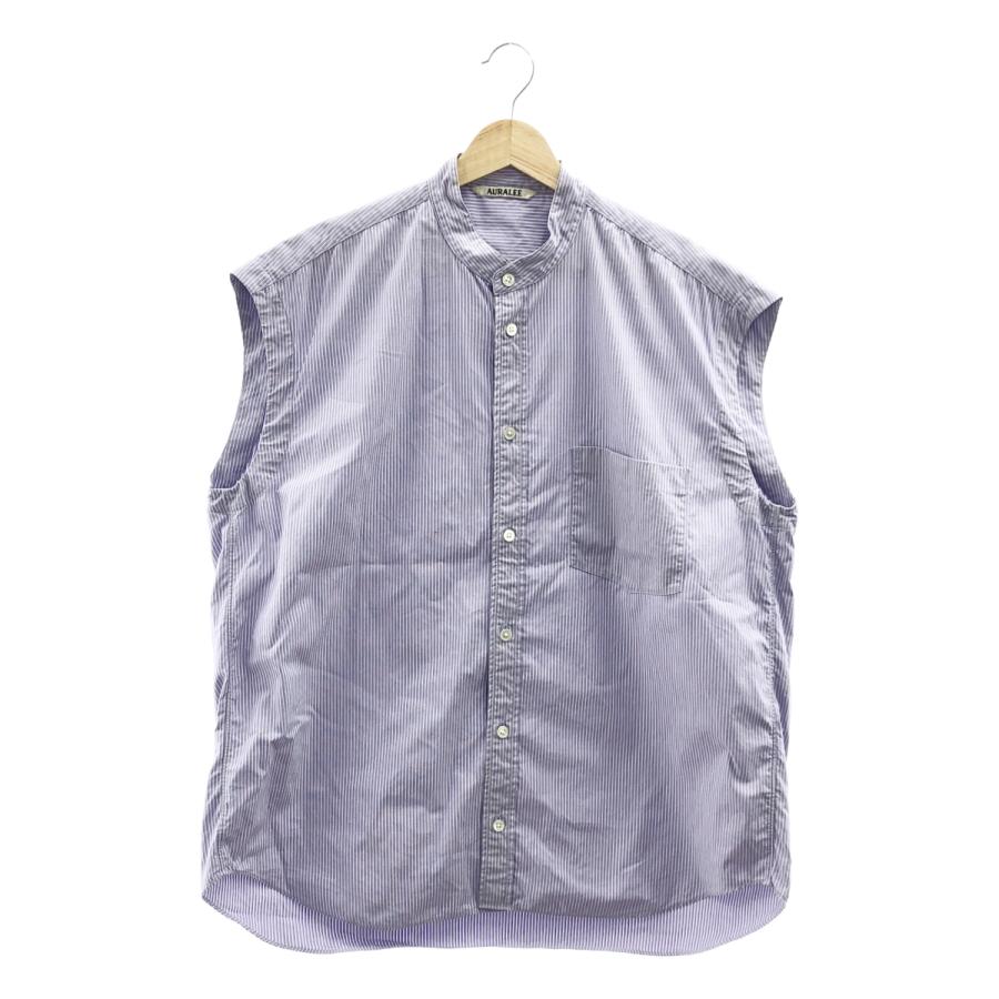 AURALEE（オーラリー） | WASHED FINX TWILL STRIPE SLEEVELESS SHIRTS 