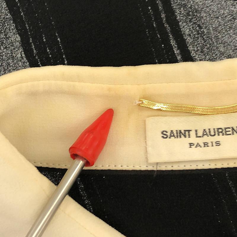 SAINT LAURENT PARIS / サンローランパリ | シフォン タックスリーブブラウス | 36 | ブラック/オフホワイト | レディース｜kldclothing｜08