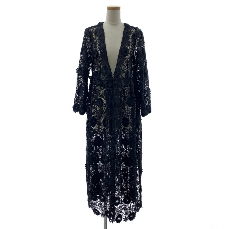 試着のみ ヌキテパ レースロングガウン ワンピース 羽織り 黒 3Dレース ne Quittez pas / ヌキテパ 3D LACE LONG GOWN レース ワンピース