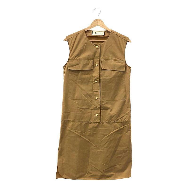 MARNI / マルニ | コットン ノースリーブワンピース 40 ベージュ 