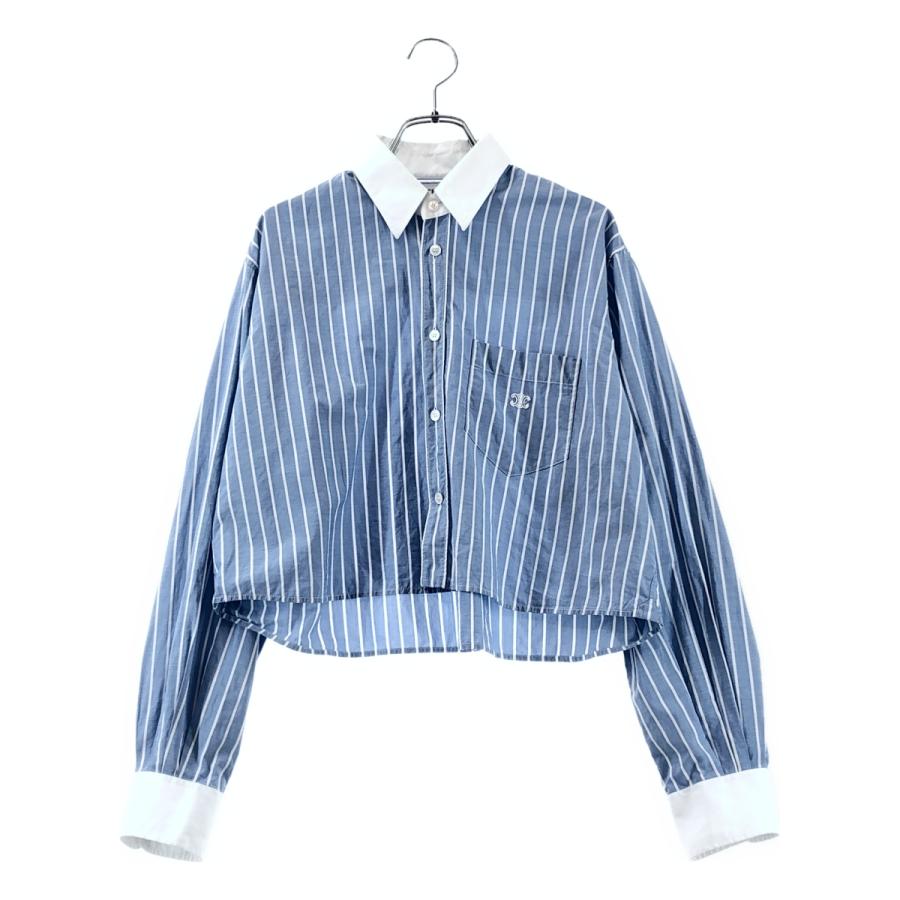 CELINE（セリーヌ） トリオンフ刺しゅう ストライプ クロップドシャツ