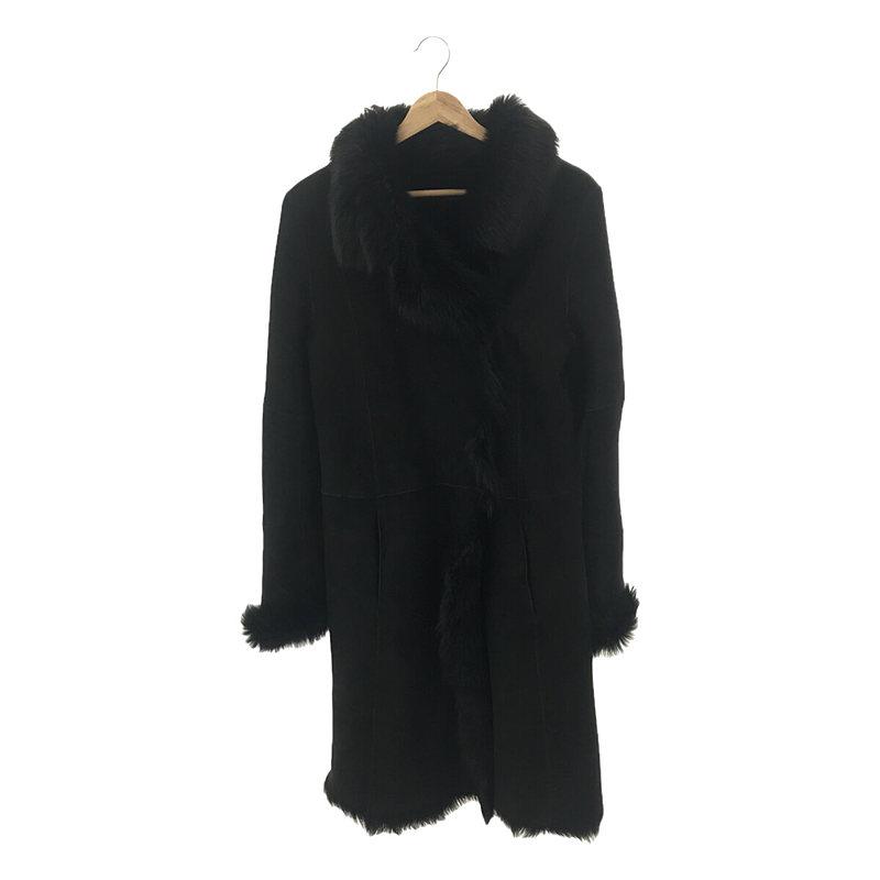 JOSEPH リアルムートンコート ベルト付き 黒 ロング丈 36 （JOSEPH 