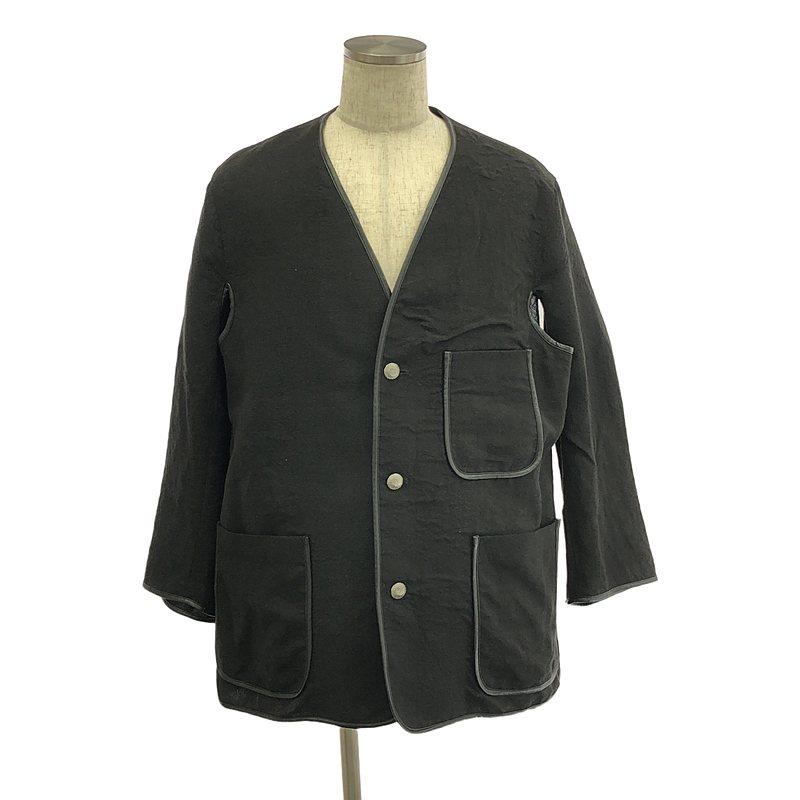 【美品】  Nomàt / ノマット | コンチョボタン ノーカラー オーバージャケット | 2 | ブラック | メンズ 美品】 Nom?t / ノマット | コンチョボタン ノーカラー オーバー