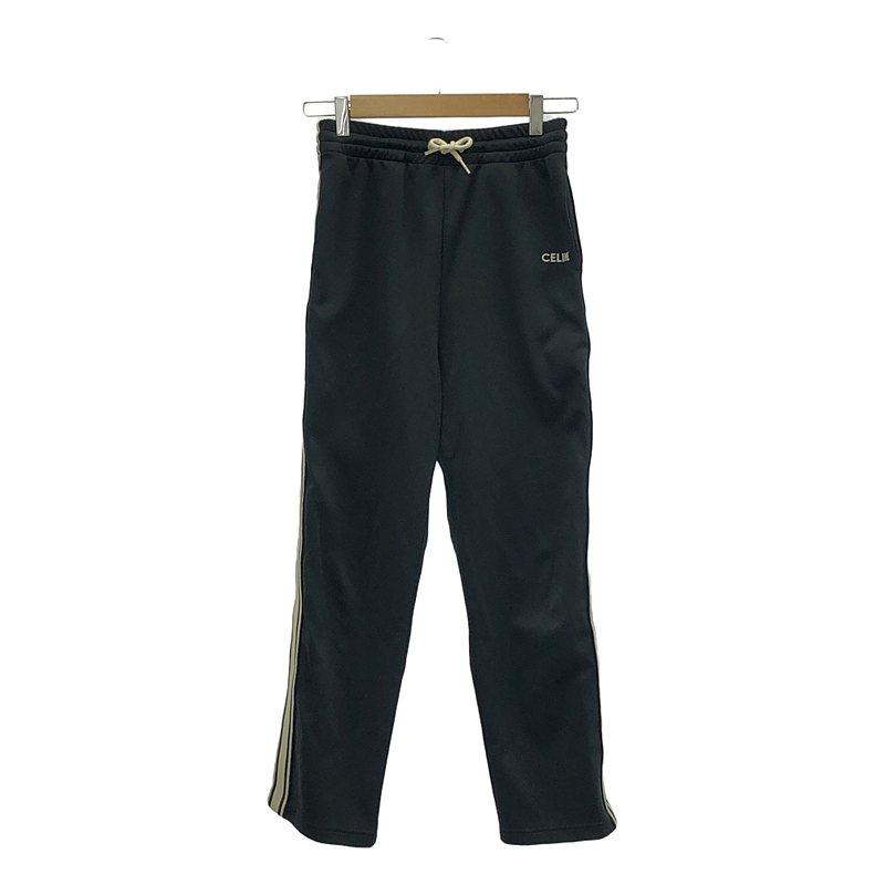 極美品CELINE ブラック パンツサイドラインロゴ刺繍