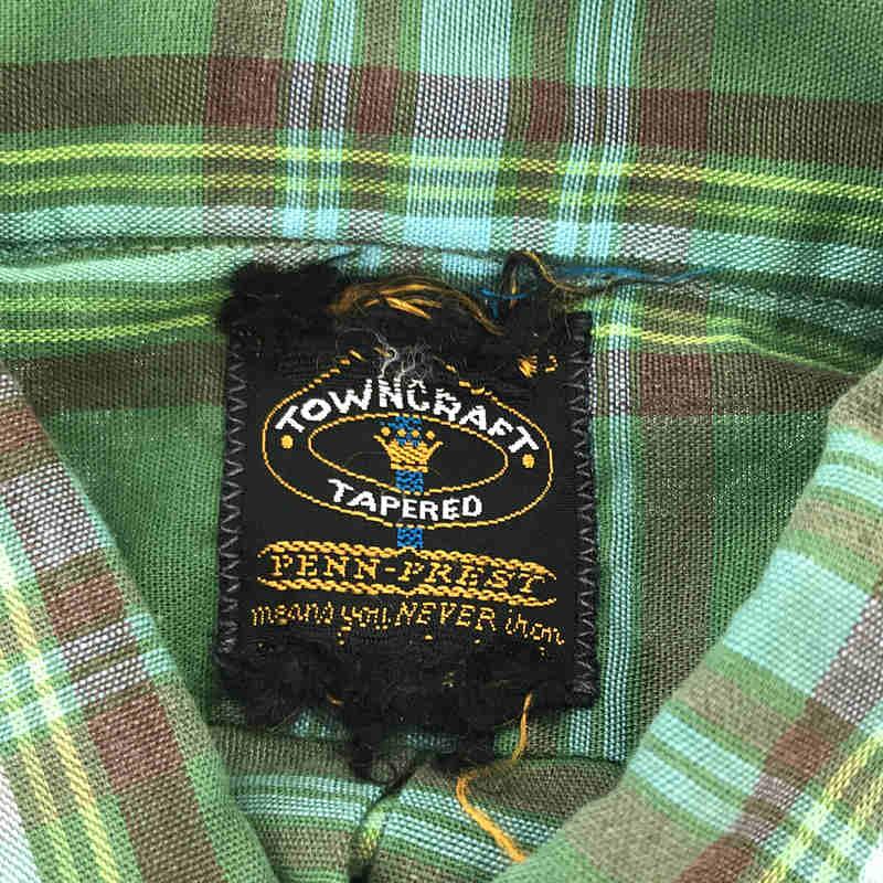 60s-70s towncraft s/sシャツ チェック　グリーン　　半袖　Ｌ VINTAGE / ヴィンテージ古着 | 60s〜70s TOWNCRAFT チェック ボタン