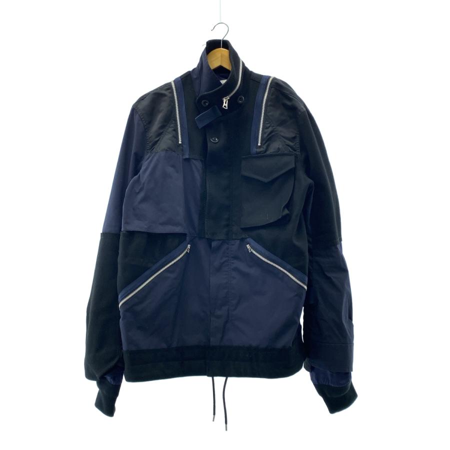 sacai ミリタリージャケット　異素材ブルゾン sacai（サカイ） 異素材切替 ハイブリッド ミリタリージャケット : KLD