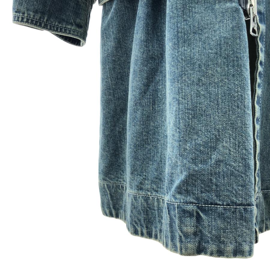 sacai / サカイ | 2020AW | Denim Layerd Boa Jacket / デニム ドッキング ボアカラー オーバーコート | 1 | インディゴ | メンズ sacai（サカイ） | 2020AW | Denim Layerd Boa Jacket / デニム