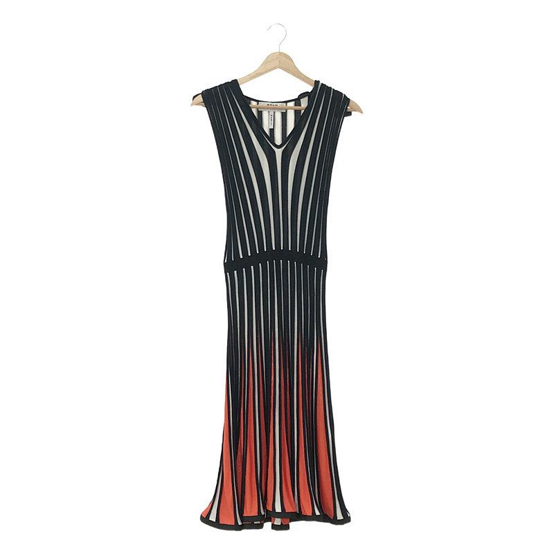 MSGM / エムエスジーエム | ニット ストライプ ロングワンピース | XS  