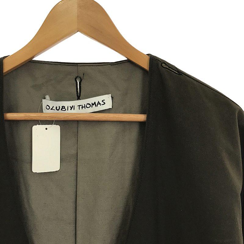 【新品】  OLUBIYI THOMAS / オルヴィトーマス | 2022AW | kimono back collarless cardigan coat オイルドコットン カラーレス コート | 2 | フォレスト | メンズ 新品】 OLUBIYI THOMAS / オルヴィトーマス | 2022AW kimono back