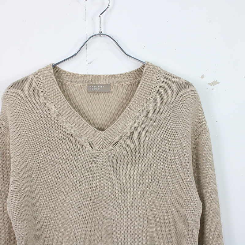 MARGARET HOWELL - MARGARET HOWELL / マーガレットハウエル | 2018SS | RELAXED V NECK JUMPER リネン混Vネックニット | 2 | ベージュ | レディース MARGARET HOWELL（マーガレットハウエル） | 2018SS | RELAXED V NECK