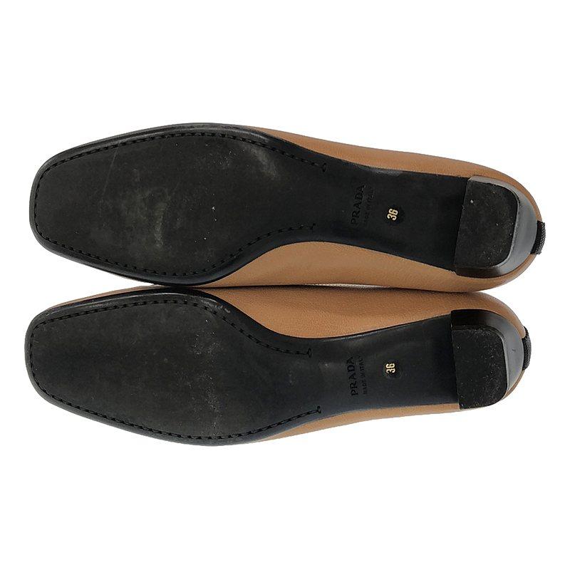 プラダブラウンレザー ポインテッドトゥ ローファー 36 1/2 美品 プラダブラウンレザー ポインテッドトゥ ローファー 36 1/2 美品