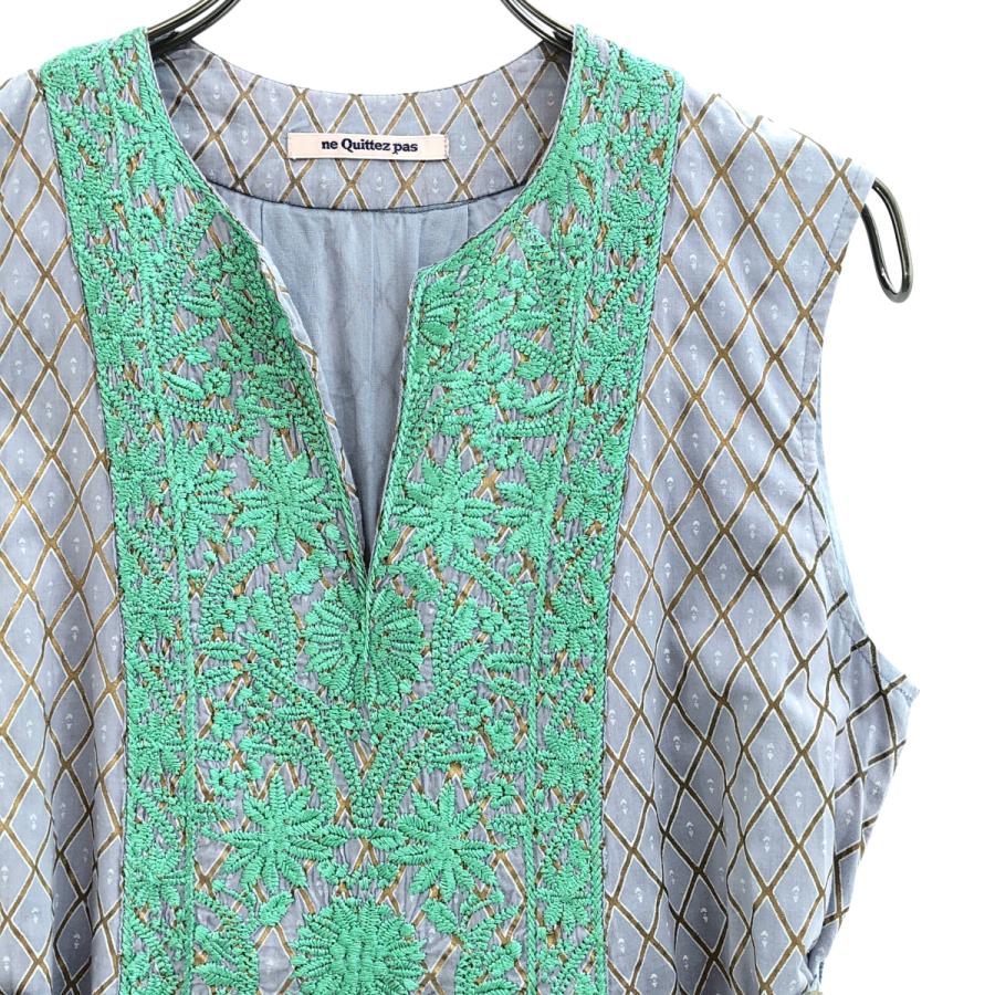 ne Quittez pas / ヌキテパ Dia Check Print EMB Dress コットン