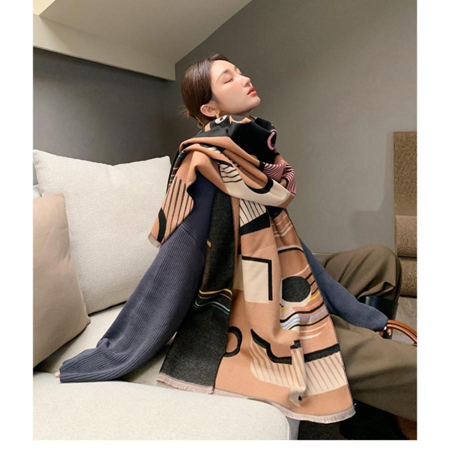 ストール ショール 英字ロゴ 大判マフラー お膝掛け ブランケット