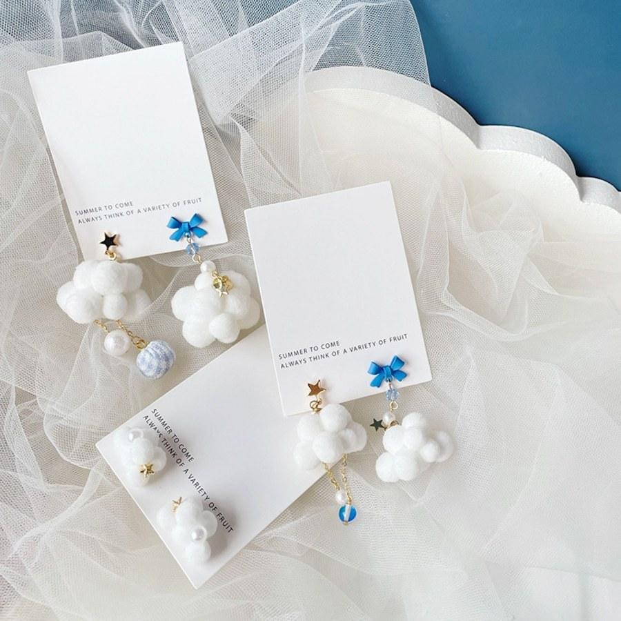 雲モチーフピアス 全品即納】雲ピアス イヤリング アシンメトリー 雲モチーフ わたがし