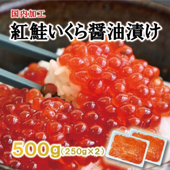 しっかり贅沢500g紅鮭いくら 醤油漬け 250g×2　イクラ　紅鮭いくら　小分け　送料無料　（Yahoo!・海鮮マーケット大倉）