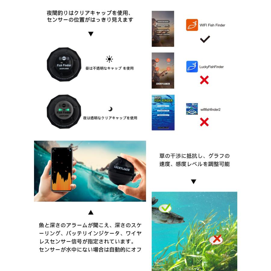 スマートフォン本体 Lucky Amazon | LUCKYLAKER 海 ポータブル 船 魚群 探知機 堤防 防水