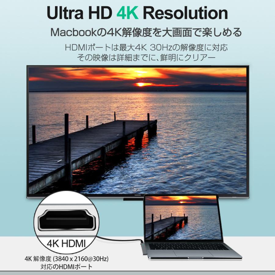 USB Type-C ハブ 7in1 USB3.0x2 4K HDMI 1Gbps有線LAN PD充電 microSD SDスロット 拡張 変換 スペースグレイ 軽量 MacBook ChromeBook 3ヶ月保証 |  | 03