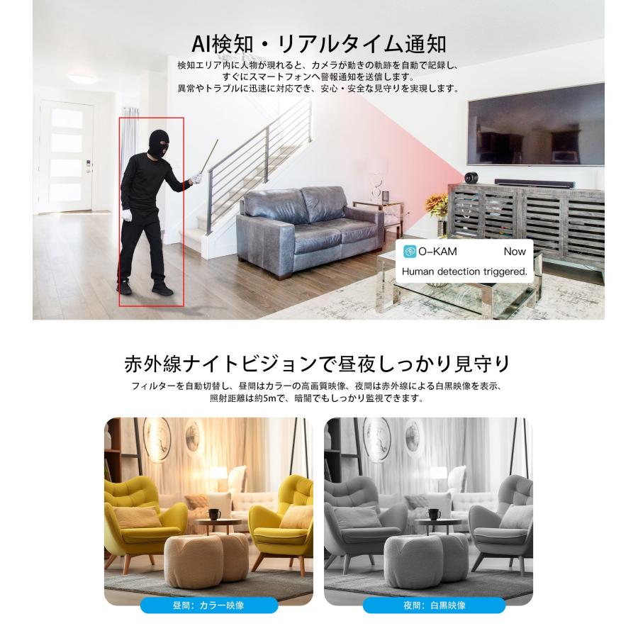 見守りカメラ CB76 1296P高画質 小型WiFi 人物検知 動体検知 ナイトビジョン 双方向音声 ペットカメラ 防犯カメラ 技適 6ヶ月保証 | VSTARCAM | 04