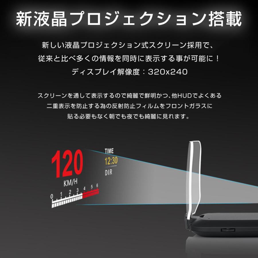 ヘッドアップディスプレイ HUD C1 OBD2+GPS 速度計 車 27の機能+48種類のフルカーデータ 大画面 二重表示防止 水温計 電圧 燃費 警告機能 6ヶ月保証 |  | 03