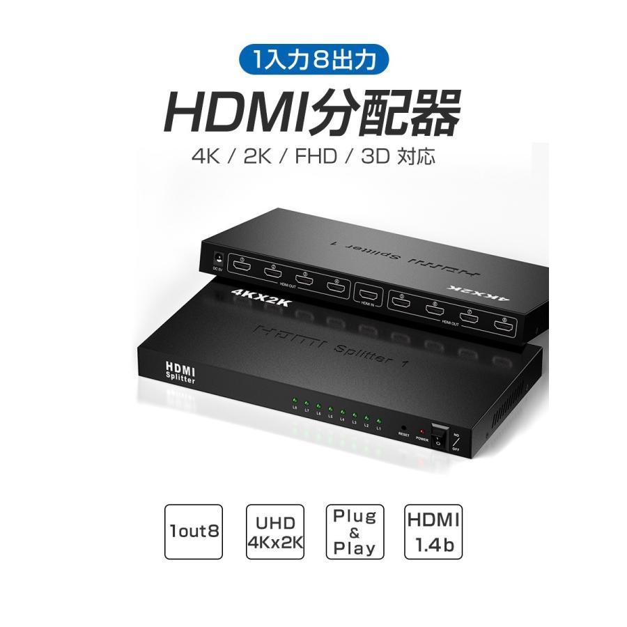 1?x 8?HDMIスプリッタ(中古品) HDMI分配器 スプリッター 1入力8出力 4k 2K 3D 2160P HDMI 1.4b HDCP