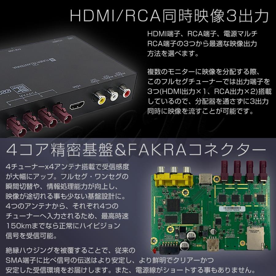 地デジチューナー カーナビ ワンセグ フルセグ HDMI FAKRAコネクター 4チューナー 4アンテナ 高画質 高性能 miniB-CASカード付き 6ヶ月保証 |  | 02