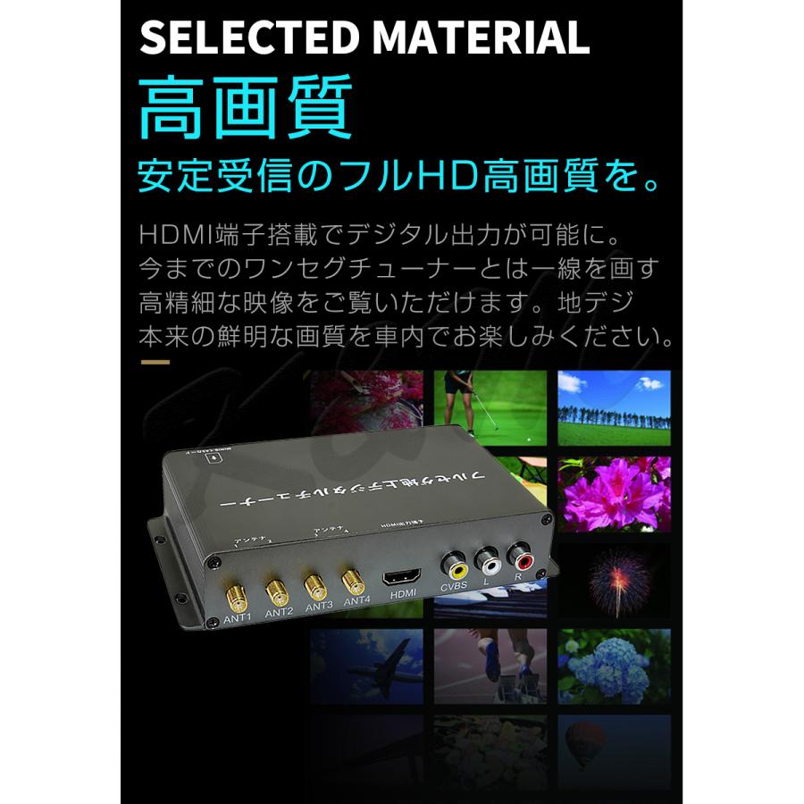 MITSUBISHI用の非純正品 デリカ シリーズ 地デジチューナー ワンセグ フルセグ HDMI 4x4 高性能 4チューナー 12V/24V miniB-CASカード付き 6ヶ月保証｜km-serv1ce｜02
