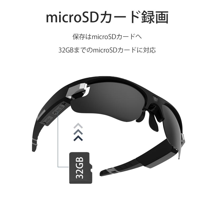 サングラス型カメラ カメラ内蔵サングラス フルHD録画 SDカード記録